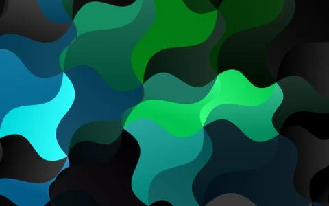 Dark Blue, Green vector pattern with lines, ovals. Stock Illustration