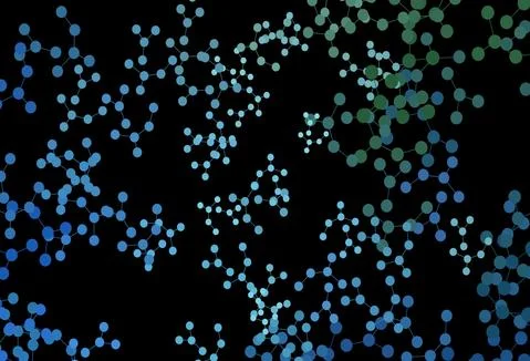 Dark Blue, Green vector pattern with artificial intelligence network. 스톡 일러스트