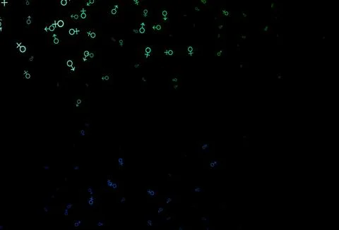 Dark blue, green vector pattern with gender elements. Stock Illustration