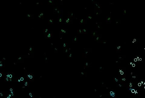 Dark blue, green vector pattern with gender elements. 스톡 일러스트