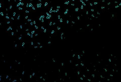 Dark blue, green vector pattern with gender elements. Stockillustratie