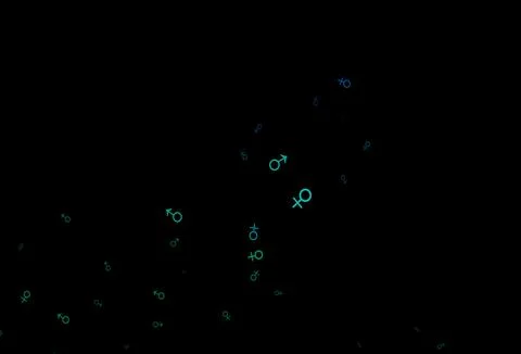 Dark blue, green vector pattern with gender elements. Illustrazione stock