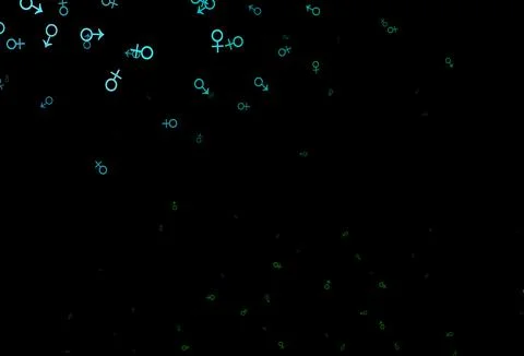 Dark blue, green vector pattern with gender elements. Illustrazione stock