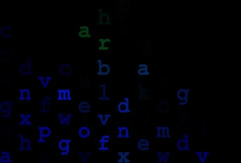 Dark blue, green vector pattern with ABC symbols. Illustrazione stock