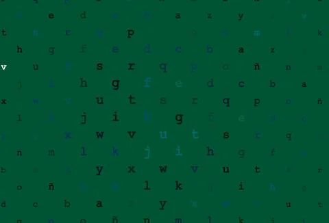 Dark blue, green vector pattern with ABC symbols. Stock Illustration