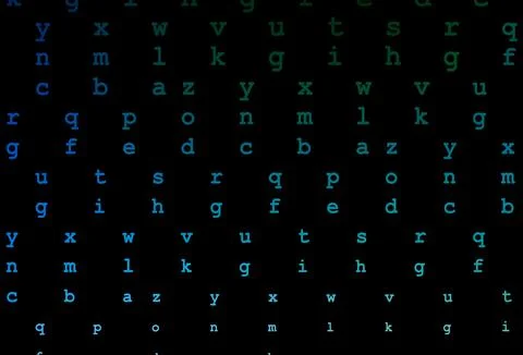 Dark blue, green vector pattern with ABC symbols. Stock Illustration
