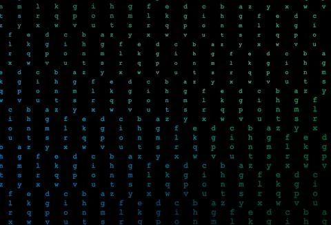 Dark blue, green vector pattern with ABC symbols. Stock Illustration