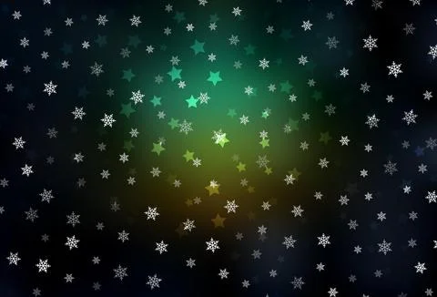 Dark Blue, Green vector pattern with christmas snowflakes, stars. 스톡 일러스트