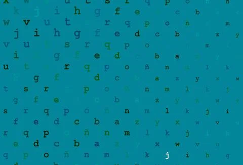 Dark blue, green vector pattern with ABC symbols. Stock Illustration