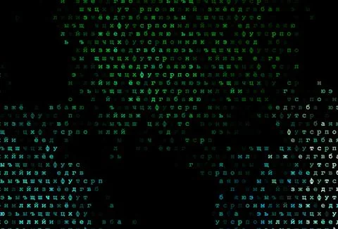 Dark blue, green vector pattern with ABC symbols. Illustrazione stock