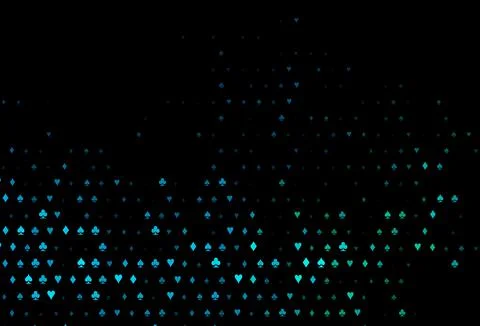 Dark blue, green vector pattern with symbol of cards. Stock Illustration