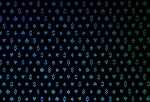 Dark blue, green vector template with poker symbols. Stockillustratie
