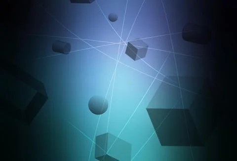 Dark Blue, Green vector texture with 3D cubes, cylinders, spheres, rectangles イラスト素材