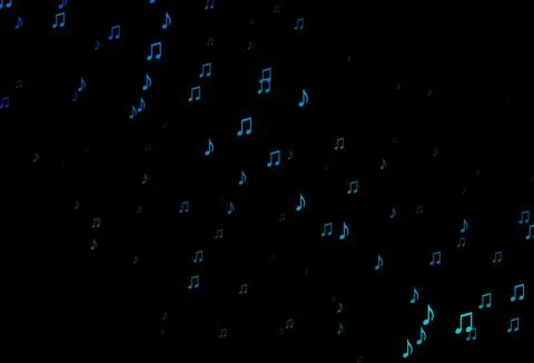 Dark Blue, Green vector texture with musical notes. Illustrazione stock