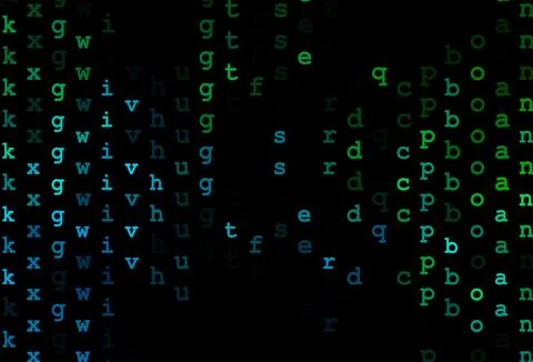 Dark blue, green vector texture with ABC characters. Stock Illustration