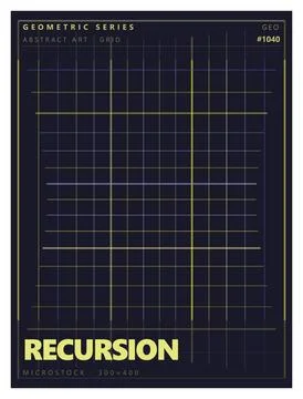 Dark blue grid abstract art geometric series recursion with text. 스톡 일러스트