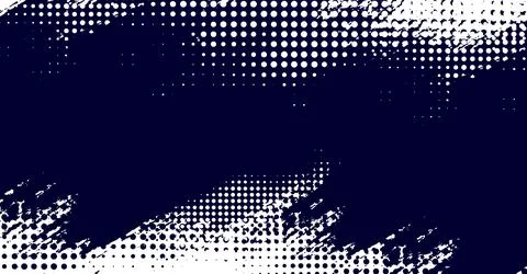 Dark blue grunge background with halftone dots and white distressed brush Stock Illustration