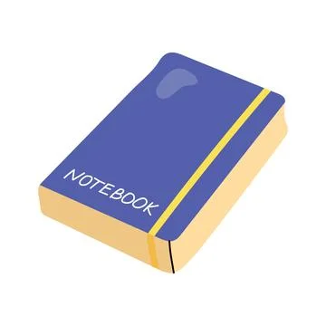 Dark blue hardcover notebook with text isolated on white background Stock Illustration