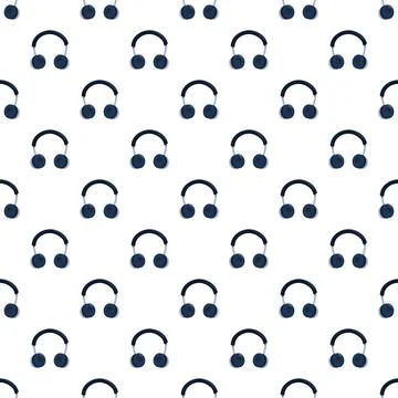 Dark blue headphones creating a repeating seamless pattern Ilustración de archivo