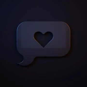 Dark-blue Heart in speech bubble icon isolated on black background. Happy V.. Stock Illustration