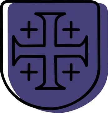 Dark blue heraldic shield with cross 스톡 일러스트