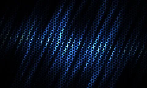 Dark blue hexagon technologies background with carbon fiber. Illustrazione stock