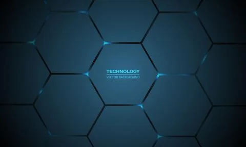Dark blue hexagonal technology abstract background. 스톡 일러스트