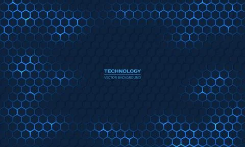 Dark blue hexagonal technology vector abstract background. Stock Illustration