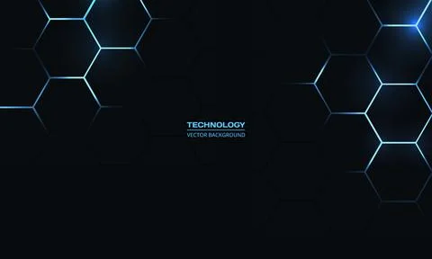 Dark blue hexagonal technology vector abstract background. Illustrazione stock