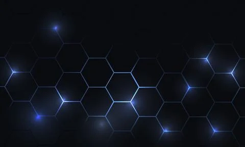 Dark blue hexagonal technology vector abstract background. Stock Illustration