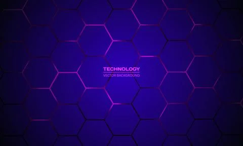 Dark blue hexagonal vector technology abstract background. Illustrazione stock