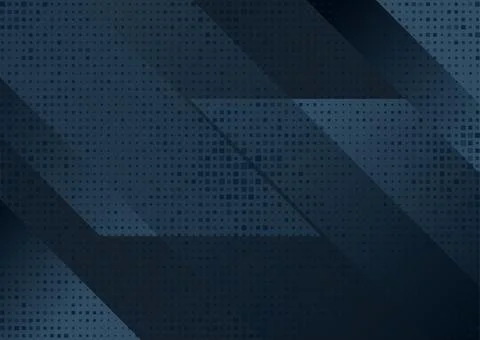 Dark blue hi-tech geometry background with halftone squares Stock Illustration