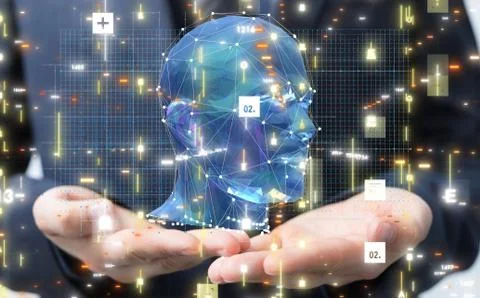 A Dark blue human head thought mind Stock Photos