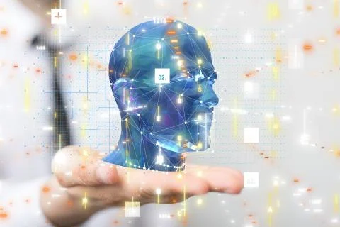 A Dark blue human head thought mind Stock Photos