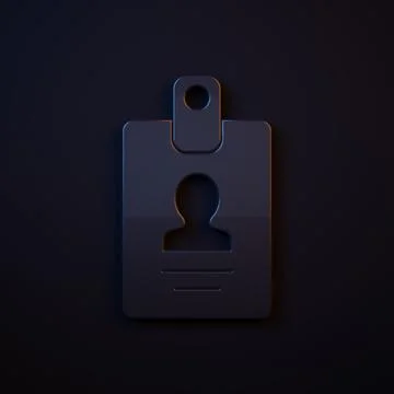 Dark-blue Identification badge icon isolated on black background. It can be.. Stock Illustration