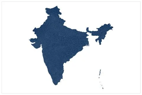 Dark blue india district map illustration on white background Stock Illustration