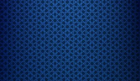 Dark blue islamic geometric pattern background design vector arabic ornament Stock Illustration