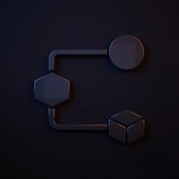 Dark-blue Isometric cube icon isolated on black background. Geometric cubes.. Stock Illustration