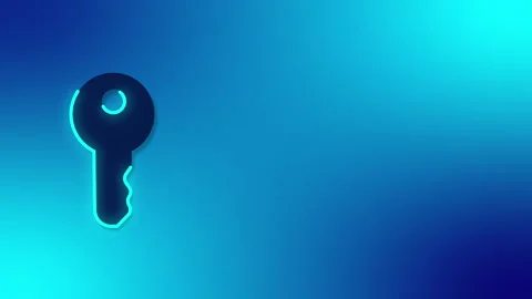 Dark blue key on vibrant blue gradient background with soft neon outline. Smooth Stock Footage 310312561