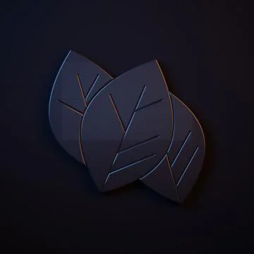 Dark-blue Leaf icon isolated on black background. Leaves sign. Fresh natura.. Stock Illustration