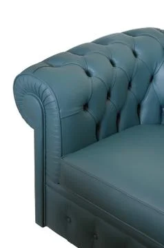 Dark blue leather sofa Foto stock