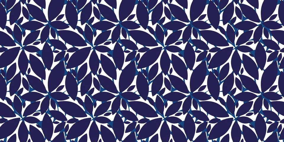 Dark blue leaves seamless pattern vector background Illustrazione stock