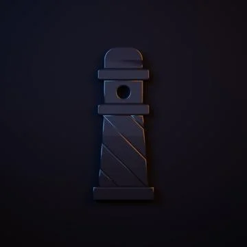 Dark-blue Lighthouse icon isolated on black background. Minimalism concept... Stock Illustration