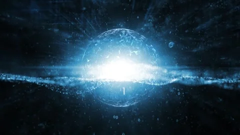 Dark blue looped 3d sphere binary code animation Vidéo 338111092