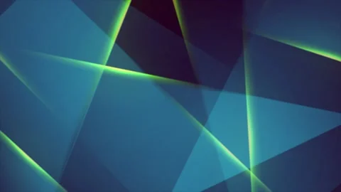 Dark blue low poly stripes abstract motion background with green glowing lights Stock Footage 339758710