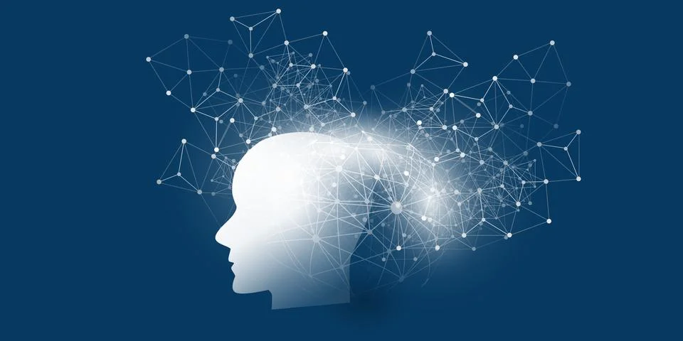 Dark Blue Machine Learning, Artificial Intelligence, Cloud Computing and Ne.. Stock Illustration