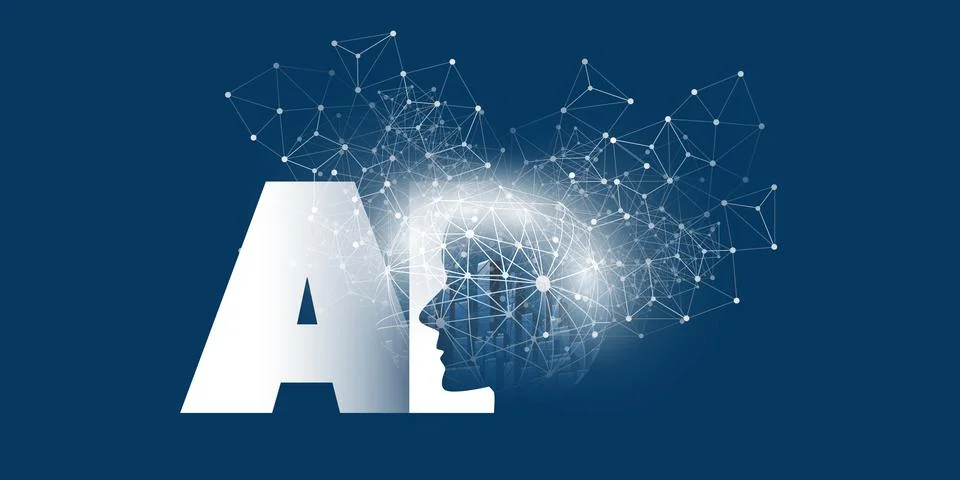 Dark Blue Machine Learning, Artificial Intelligence, Cloud Computing and Gl.. 库存插图