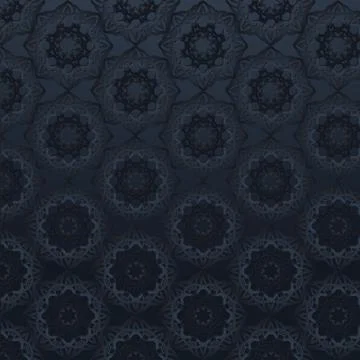 Dark Blue Mandala Pattern, Gradient, Textile Design, Background Stock Illustration