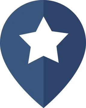 Dark blue map pin with favorite star icon イラスト素材