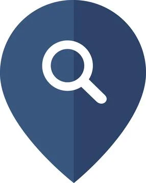 Dark blue map pin with search magnifier icon イラスト素材